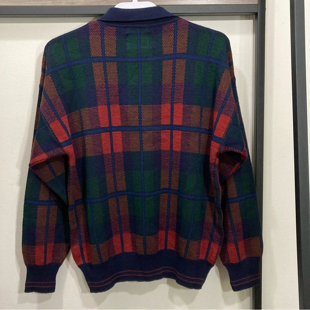 Vintage Plaid Wool Blend Grandpa Sweater - Picture 8 of 10